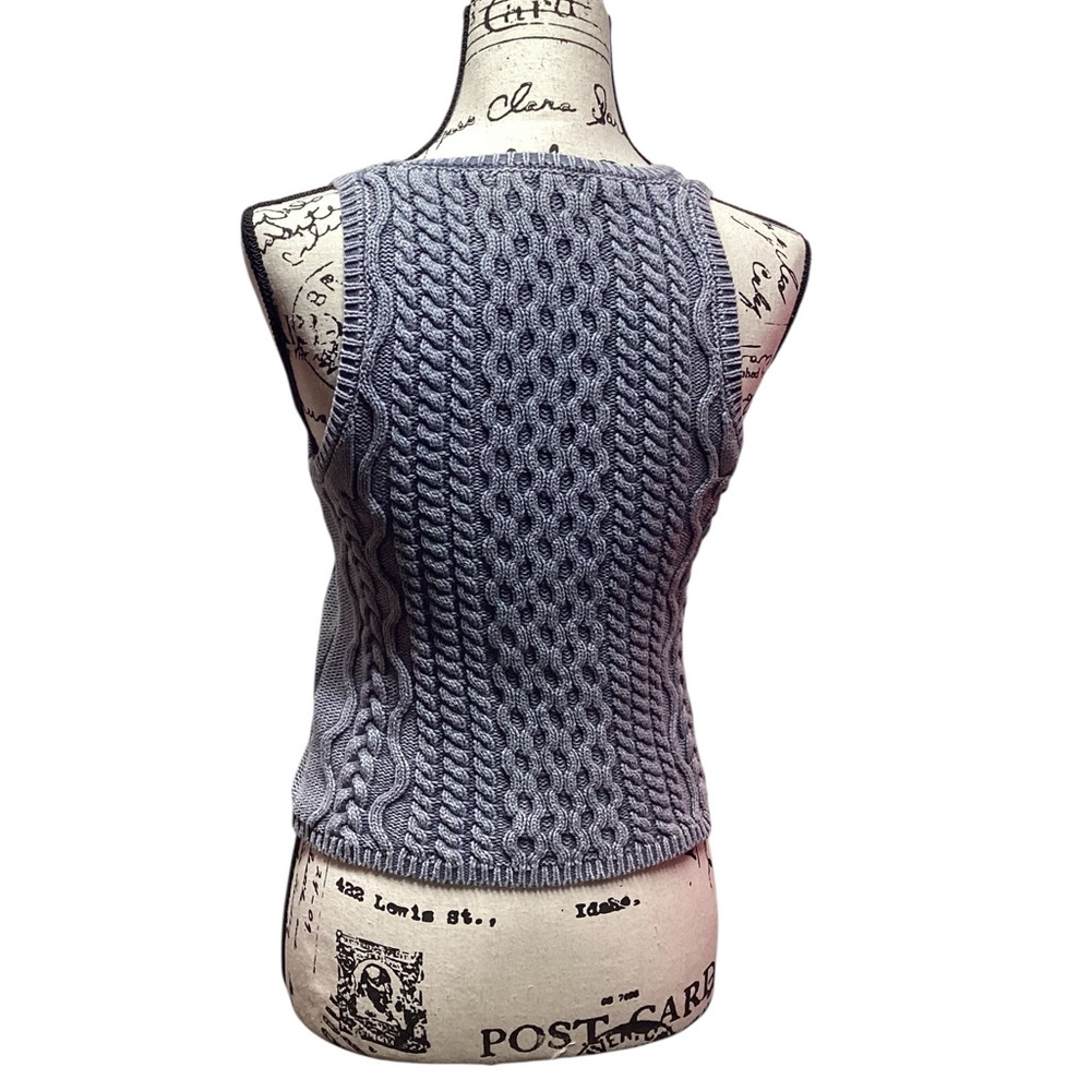 Miou Muse Cotton cottagecore cable knit tank steel gray. Size Small - Picture 10 of 10